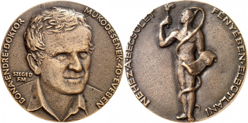 PERSONEN. 
MEDIZINER. 
BÓNA, ENDRE *1934 Fogszakorvos Szegeden. Medaille o.J. ...