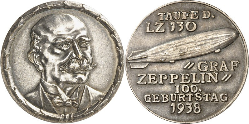 GESCHICHTE u. VERKEHRSWESEN. 
LUFTFAHRT. 
LUFTSCHIFFE. Medaille 1938 (o. Sign....