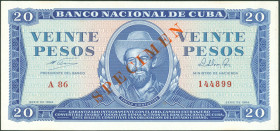 KUBA. 
20 Pesos 1961 SPECIMEN. Pi. 99s. . 


I