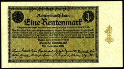 Rentenbank von 1923/1937. 
1 Rentenmark 1.11.1923 Reichsdruckerei,Serie D. Ros. 154a, DEU 199. . 


I-II