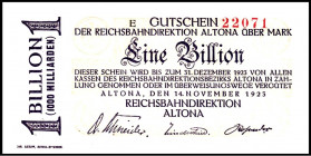 REICHSBAHN. 
Altona, Reichsbahndirektion. 1 Bio.Mark 27.10.1923. Mü-Ge. 001.23c. . 


I
