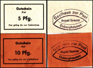 RHEINLAND. 
Osberghausen , August Sommer Gasthaus zur Post. 5, 10 Pf. o.D bis zur Geldreform (1947). Ke. 194. (2). 


I-