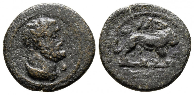 Bronze Æ
Moesia, Germe, 2nd-3rd century AD, Bearded and bare head of Herakles r...