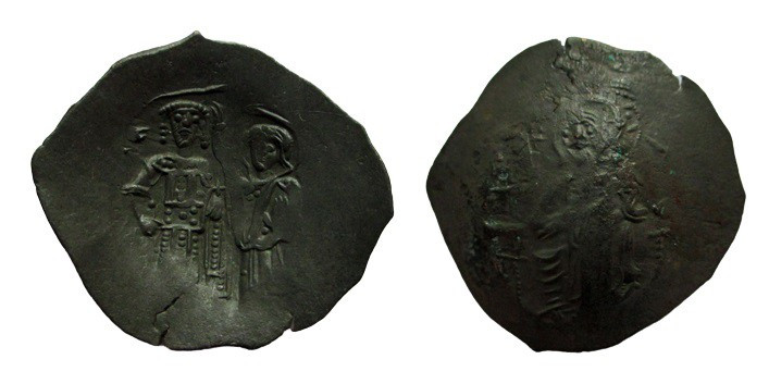 Aspron trachy (scyphate)
Andronikos III Komnenos (1183-1185), Constantinople
X...