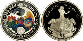 5 Dollars AR
Republic of Palau, 50 Years United Nations, 1995, Silver 900/1000
25 g