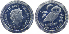 2 Dollars AR
1 Oz Silver, Niue, Owl, 2017
31,10 g