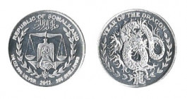 250 Schillings AR
Somaliland, ¼ Oz, Year of the Dragon, 2012, Silver 999/1000
22 mm, 7,85 g