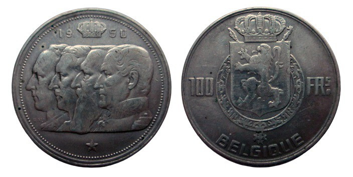 100 Francs Ar
Belgium, 1951
32 mm, 18 g