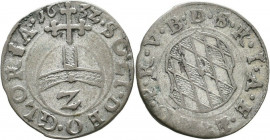 2 Kreuzer Ar
Halbbatzen 1632, Bayern, Munich, Maximilian I (1598-1651)
17 mm, 0,92 g