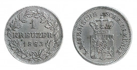 1 Kreuzer AR
Bavaria, Maximilan II Joseph, 1863