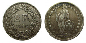 2 Franken Ar
Switzerland, 1944
28 mm, 9,96 g