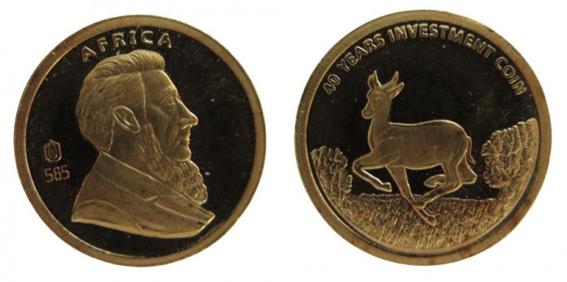 Special 40th Anniversary Miniature South African Gold Krugerrand, 2007, Gold 585...