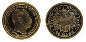 Gold Copy, 20 Mark, Wilhelm II, Württemberg
11 mm, 0,5 g