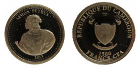 1500 Francs CFA
Cameroon, 12 Apostles, Simon Petrus, Gold 585/1000
11 mm, 0,5 g