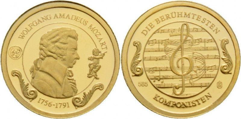 Medal AV
Wolfgang Amadeus Mozart, Gold 585/1000
11 mm, 0,5g