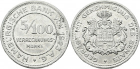 5/100 Gutschriftsmarke Al
Notgeld, Deutschland, Provinz Schleswig Holstein
23 mm, 1,63 g
J. N38