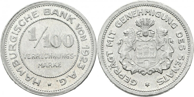 1/100 Gutschriftsmarke Al
Notgeld
21 mm, 0,71 g
J. N35