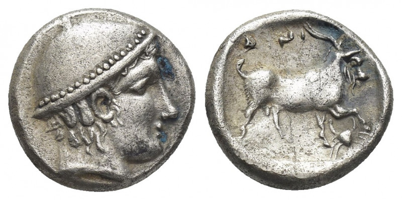 THRACE, Ainos. (Circa 408-406 BC). AR Tetrobol.
Obv: Head of Hermes right weari...
