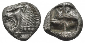 THRACE, Thracian Chersonesos, Kardia(?). Miltiades II. (circa 499-493 BC). AR Tetrobol.
Obv: Lion's head to left with open jaws and protruding tongue...