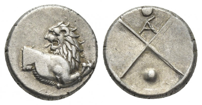 THRACE, Chersonesos. (Circa 386-338 BC). AR Hemidrachm.
Obv: Forepart of lion r...