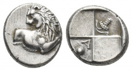 THRACE, Chersonesos. (Circa 386-338 BC). AR Hemidrachm.
Obv: Forepart of lion right, head reverted.
Rev: Quadripartite incuse square with alternatin...