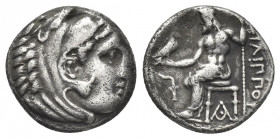 KINGS OF MACEDON. Philip III Arrhidaios (323-317 BC). Drachm. Sardes, struck under Menander or Kleitos, (Circa 322-319/8).
Obv: Head of Herakles righ...