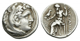 KINGS OF MACEDON. Philip III Arrhidaios,(Circa 323-317 BC), in the name of Alexander III (Circa 323-319 BC) . Drachm. Teos.
Obv: Head of Herakles rig...