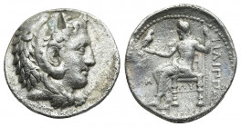 KINGS OF MACEDON. Philip III Arrhidaios (323-317 BC). Tetradrachm. Babylon.
Obv: Head of Herakles right, wearing lion skin.
Rev: ΦIΛIΠΠOY / [ΒΑΣΙΛΕΩ...