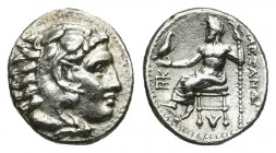 KINGS OF MACEDON. Alexander III 'the Great' (336-323 BC). Drachm. Sardeis.
Obv: Head of Herakles right, wearing lion skin.
Rev: AΛΕΞΑΝΔΡΟΥ.
Zeus se...