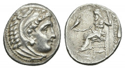 KINGS OF MACEDON. Alexander III 'the Great' (Circa 336-323 BC). Drachm. Kolophon.
Obv: Head of Herakles right, wearing lion skin.
Rev: AΛEΞANΔPOY.
...