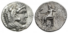 KINGS OF MACEDON. Alexander III 'the Great' (336-323 BC). Tetradrachm.
Obv: Head of Herakles right, wearing lion skin.
Rev: AΛΕ[ΞΑΝΔΡΟΥ].
Zeus seat...