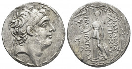 SELEUKID EMPIRE. Antiochos IX Eusebes Philopator (Kyzikenos). 114/3-95 BC. AR, Tetradrachm. Uncertain mint in northern Phoenicia. Struck circa 111/0 B...