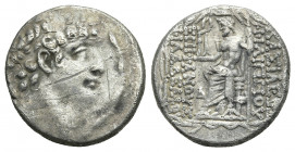 SELEUCIS and PIERIA, Antioch. temp. M. Tullius Cicero Minor. Proconsul (28-25 BC). AR, Tetradrachm. In the name and types of the Seleucid king Philip ...