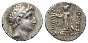 KINGS OF CAPPADOCIA. Ariarathes VIII Eusebes Epiphanes (Circa 116-101 BC). Drachm. Eusebeia under Mount Argaeus, dated Year 2 (115/4 BC).
Obv: Diadem...