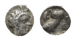 ATTICA, Athens (Circa 454-404 BC). Hemiobol.
Obv: Helmeted head of Athena right.
Rev: AΘΕ. Owl standing right, head facing; olive sprig to left.
Kr...