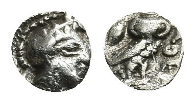 ATTICA. Athens. Hemiobol (Circa 454-404 BC).
Obv: Helmeted head of Athena right...