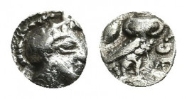 ATTICA. Athens. Hemiobol (Circa 454-404 BC).
Obv: Helmeted head of Athena right.
Rev: AΘΕ.
Owl standing right, head facing; olive sprig to left.
K...