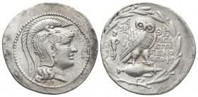 ATTICA. Athens. AR Tetradrachm Tetradrachm (Circa 165-42 BC). New Style Coinage.
Obv: Helmeted head of Athena Parthenos right.
Rev: A - ΘE / ME - NE...
