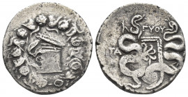 PHRYGIA, Apameia. AR Cistophorus (Circa 133-67 BC). Gyoy - , magistrate.
Obv: Cista mystica with serpent; all within ivy wreath.
Rev: AΠA / ΓYOY.
B...
