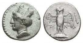Pontos, Amisos (Circa 400-300 BC BC). Zeno–, magistrate. AR, Drachm.
Obv: Head of Hera, left; wearing ornate stephanos.
Rev: ZH-NO across fields, ow...