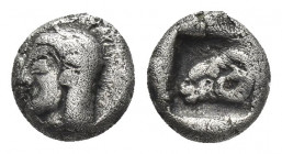 TROAS, Kebren. (5th century BC). AR Obol.
Obv: Archaic head (Apollo?) left.
Rev: Head of ram left within incuse square.
Cf. SNG Ashmolean 1086 (dio...