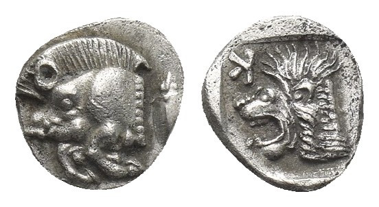 MYSIA. Kyzikos. (Circa 525-475 BC). AR Hemiobol.
Obv: Forepart of boar left wit...