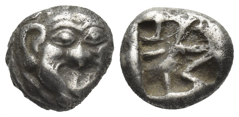 MYSIA, Parion. (5th century BC). AR Drachm
Obv: Facing gorgoneion with protrudi...