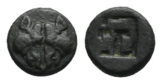 LESBOS, Uncertain mint. (Circa 500-450 BC). Billon Obol.
Obv: Confronted boar h...