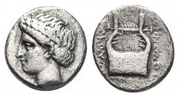 IONIA, Kolophon. (Circa 375-330 BC). Zenodotos, magistrate. AR, Drachm.
Obv: Laureate head of Apollo, left.
Rev: [Z]HNOΔOT.
Lyre.
SNG Lockett 2801...