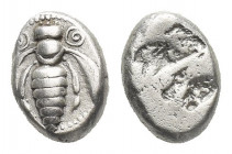 IONIA. Ephesos. Drachm (Circa 500-420 BC).
Obv: Bee with spiral antennas, no front legs, and curved wings; no ethnic; dotted border.
Rev: Quadripart...