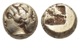 IONIA, Phokaia. (Circa 387-326 BC). EL Hekte.
Obv: Laureate head of female left, with hair in sakkos; below, small inverted seal right.
Rev: Quadrip...