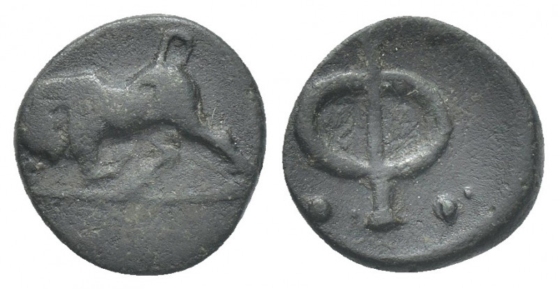 Phliasia, Phlious. AE (400-350 BC ).
Obv: Bull butting left, head facing .
Rev...