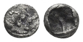 KINGS OF LYDIA, Kroisos. 1/24 Stater. (Circa 561-546 BC)
Obv: Confronted foreparts of lion and bull.
Rev: Two incuse square punches.
SNG Turkey 1.1...