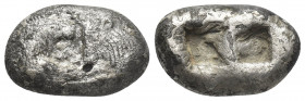 KINGS OF LYDIA. Kroisos (Circa 564/53-550/39 BC). Stater.
Obv: Confronted foreparts of lion and bull.
Rev: Two incuse squares of unequal size.
Berk...